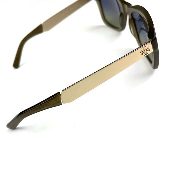 Tory Burch Gradient Taupe Gold Polarized Wayfarer Sunglasses with Case - Picture 7 of 11